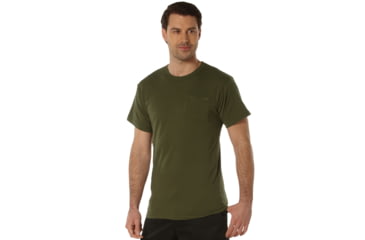 Image of Rothco Pocket T-Shirt Collection Available In Cotton/Poly and Moisture Wicking Poly, Olive Drab, Extra Large, Moisture Wicking, 56940-OliveDrab-MoistureWicking-XL