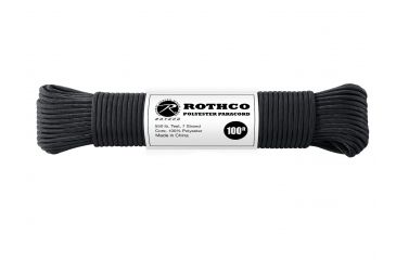 Image of Rothco Polyester Paracord, Black, 50 ft, 30710-Black-50
