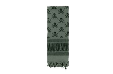 Image of Rothco Skulls Shemagh Tactical Desert Scarf, Foliage Green, 8539-FoliageGreen