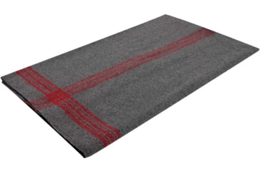Image of Rothco Striped Outdoor Wool Blanket, Grey/Red, 1096-GreyRed