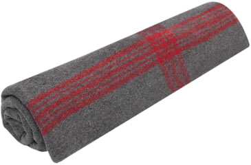 Image of Rothco Striped Outdoor Wool Blanket, Grey/Red, 1096-GreyRed