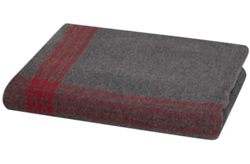 Image of Rothco Striped Outdoor Wool Blanket, Grey/Red, 1096-GreyRed