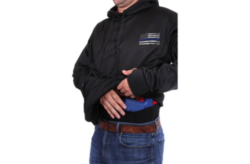 Image of Rothco Thin Blue Line Concealed Carry Hoodie, Black, Extra Small, 52071-Black-XS