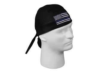 Image of Rothco Thin Blue Line Flag Headwrap, 55187