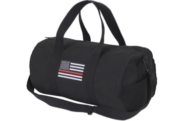 Image of Rothco Thin Red Line Canvas Shoulder Duffle Bag, Black, 19 x 9, 2260