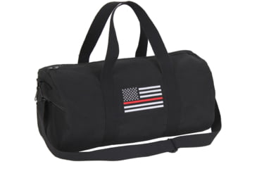 Image of Rothco Thin Red Line Canvas Shoulder Duffle Bag, Black, 19 x 9, 2260