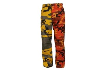 Image of Rothco Two-Tone Camo BDU Pants, Stinger Yellow / Savage Orange Camo, Small, 1830-StingerYellowSavageOrangeCamo-S