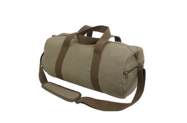 Image of Rothco Two-Tone Canvas Shoulder Duffle Bag - Vintage Olive with Brown Straps, 2227