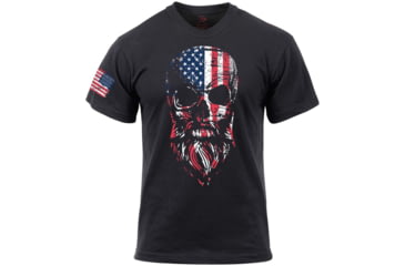 Image of Rothco US Flag Bearded Skull T-Shirt, Black, Small, 10812-Black-S