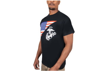 Image of Rothco US Flag / USMC Eagle, Globe, &amp; Anchor T Shirt, Black, Extra Large, 54285-Black-XL