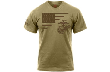 Image of Rothco US Flag / USMC Eagle / Globe &amp; Anchor T Shirt - Mens, Coyote Brown, Medium, 54280-CoyoteBrown-M