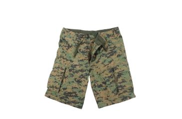 Image of Rothco Vintage Camo Paratrooper Cargo Shorts, Woodland Digital Camo, Small, 2591-WoodlandDigitalCamo-S