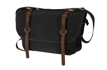 Image of Rothco Vintage Canvas Explorer Shoulder Bag w/ Leather Accents, Black, 9684-Black