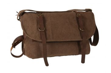 Image of Rothco Vintage Canvas Explorer Shoulder Bag w/ Leather Accents, Brown, 9684-Brown