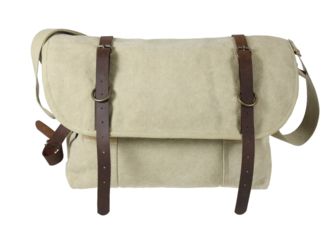 Image of Rothco Vintage Canvas Explorer Shoulder Bag w/ Leather Accents, Khaki, 9684-Khaki