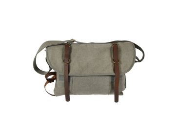 Image of Rothco Vintage Canvas Explorer Shoulder Bag w/ Leather Accents, Olive Drab, 9684-OliveDrab