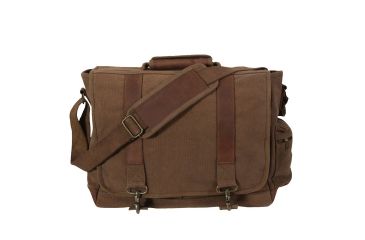 Image of Rothco Vintage Canvas Pathfinder Laptop Bag With Leather Accents, Earth Brown, 9691-EarthBrown