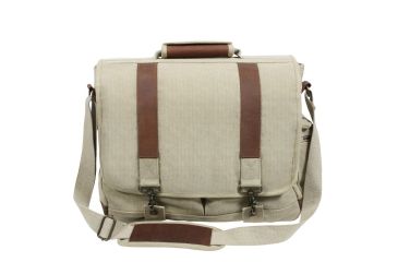 Image of Rothco Vintage Canvas Pathfinder Laptop Bag With Leather Accents, Khaki, 9691-Khaki