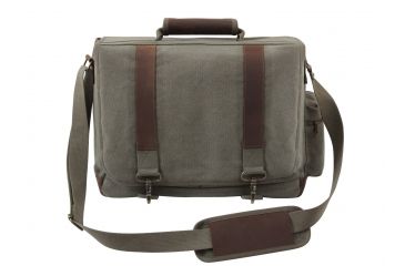 Image of Rothco Vintage Canvas Pathfinder Laptop Bag With Leather Accents, Olive Drab, 9691-OliveDrab