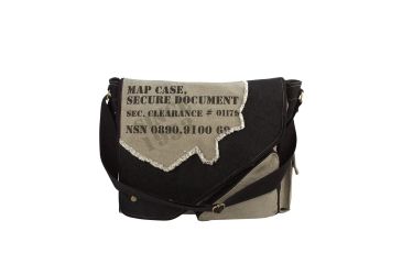 Image of Rothco Vintage Canvas Two-Tone Imprinted Map Bag, Grey/Black, 9248-GreyBlack