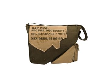 Image of Rothco Vintage Canvas Two-Tone Imprinted Map Bag, Olive Drab / Tan, 9248-OliveDrabTan