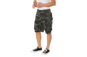 Image of Rothco Vintage Paratrooper Cargo Shorts - Mens, S, Black Camo, 21400-BlackCamo-S