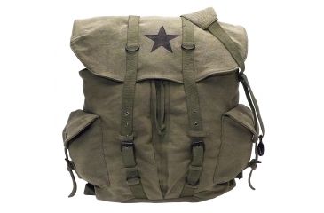 Image of Rothco Vintage Weekender Canvas Backpack with Star, Olive Drab, 9158-OliveDrab