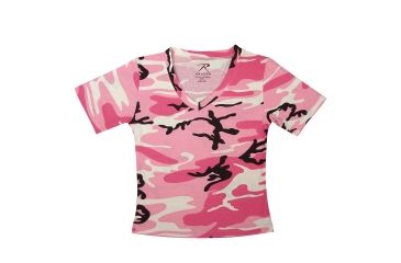 Image of Rothco Womens Short Sleeve Camo V-Neck T-Shirt, Pink Camo, Extra Small, 8756-PinkCamo-XS
