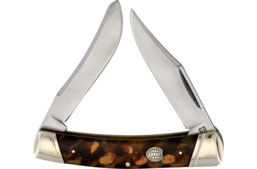Image of Rough Rider Moose Imitation Tortoise Folding Knife, 4.25in, Satin Finish Stainless Clip Long Spey Blades, Imitation Tortoise Shell Handle, KC016H-4.5""