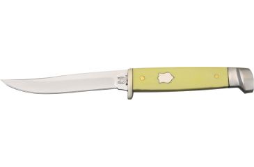 Image of Rough Rider Small Hunter Fixed knife 6.25in, 440 SS long clip blade, Old yellow synthetic handle RR1034