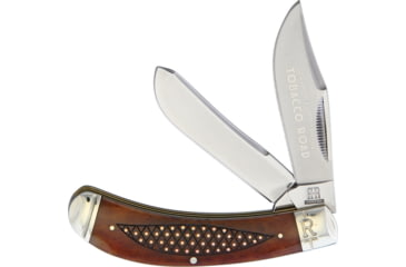 Image of Rough Rider Tobacco Road Bow Trapper Folding Knife, Mirror SS Clip/ Spey Blades, Tobacco Bone Handle, KB27R