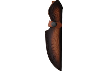 Image of Rough Rider Turq &amp; Wood Satin Fixed Blade Knife, 8in Overall, 3.75in Satin SS Blade, Wenge Wood Handle, Brown Leather Belt Sheath, BRK-77