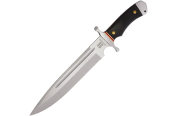 Image of Rough Rider Highland Bowie Fixed Blade Knife, 16.25in Overall, 10.75in Stonewash SS Blade, Black G10 Handle, SS Guard, Black Nylon Belt Sheath, BZ010950/RR1730