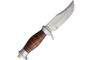 Image of Rough Rider Hunter Stacked Leather Knife, 5 satin finish stainless clip point blade, Stacked leather handle, # 7 / RR2109
