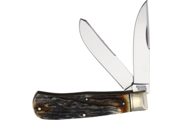 Image of Rough Rider Jumbo Trapper Cinnamon Knife, 4.5in Closed, Mirror Carbon Steel Clip/Spey Blades, Cinnamon Stag Bone Handle, KB322H