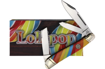 Image of Rough Rider Lollipop Series Texas Stockman Knife, 4.88in Closed, Mirror Stainless Clip/Sheepsfoot/Spey Blades, Multi Plastic Handle, RR2472 KC015