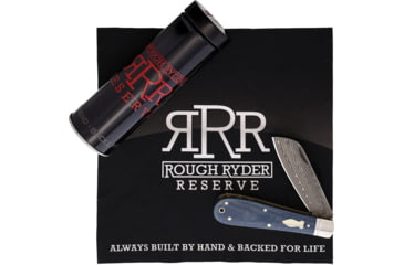 Image of Rough Rider Patriarch Damascus Folding Knife, 4in Closed, Damascus Steel Sheepsfoot Blade, Denim Micarta Handle, RRR023D  DAMASCUS