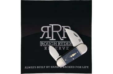 Image of Rough Rider Rhino Toe Denim Micarta Folding Knife, 4in Closed, Satin D2 Tool Steel Wharncliffe/Clip Blades, Denim Micarta Handle, RRR006  RHINO TOE