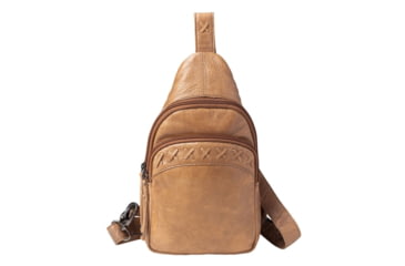 Image of Rounded Concealed Carry Unisex Taylor Sling Leather Backpack By Lady Conceal, LCL-142-SLG-PLM