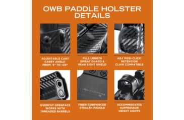 Image of Rounded OWB Kydex Holster for IWI Jericho Enhanced, Left Hand, Black, IWI-JRO2-BK-LH-OWBPDL