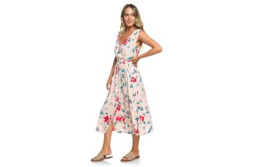 Image of Roxy In The Mood For Dance Wrap-Front Midi Dress - Womens, Ivory Cream New Flowers, Small, ERJWD03336-TFM6-S