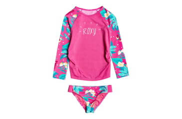 Image of Roxy Magical Sea Long Sleeve UPF 50 Rashguard Set - Girl's, Pink Flambe Sunnypla, 4, ERLWR03140-MLB6-4