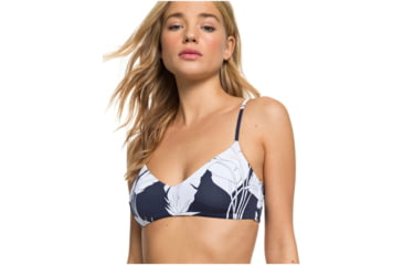 Image of Roxy Printed Beach Classics Athletic Triangle Bikini Top - Womens, Mood Indigo Flying F, Small, ERJX304071-BSP6-S