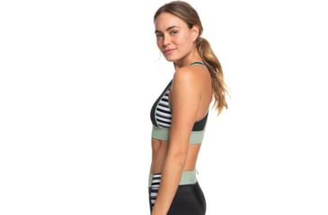 Image of Roxy Fitness Pt Crop Top Bra - Women's, True Black Beetle Stripes, Medium, ERJX303976-KVJ5-M