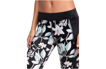 Image of Roxy Take Me To The Beach Capri Sports Leggings - Womens, True Black Story Of, Small, ERJWP03029-XKKW-S