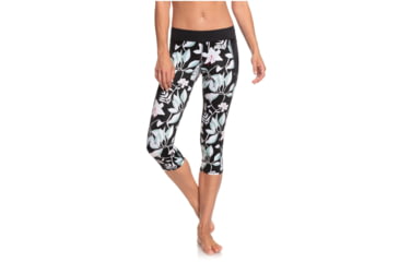 Image of Roxy Take Me To The Beach Capri Sports Leggings - Womens, True Black Story Of, Small, ERJWP03029-XKKW-S