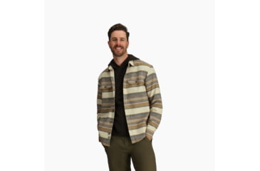 Image of Royal Robbins Clouds Rest Hemp Long SLeeve - Mens, Bistre Pacific Crest Stripe, Medium, Y12600123-224RR-M