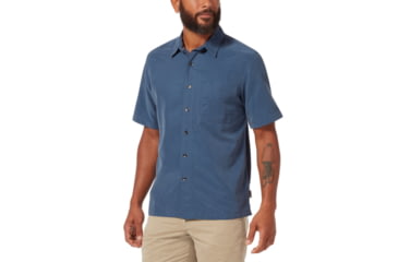 Image of Royal Robbins Desert Pucker Dry Mens Short Sleeve Shirt, Collins Blue, S, Y71200-Collins Blue-S