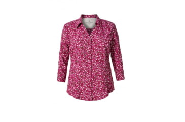 Image of Royal Robbins Expedition Chill Print Womens 3/4 Sleeve Shirt, Raspberry Pt, XS, 32127-RASPBERRY PT-XS