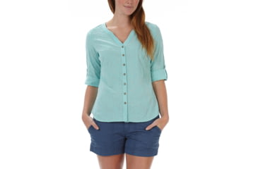 Image of Royal Robbins Grapevine 3/4 Sleeve Shirt - Women's-Light Aqua-Small